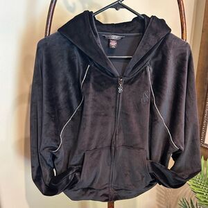 Victoria’s Secret Black Velour Zip Up Hoodie